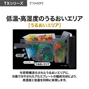 AQUA 501L 5ドア冷蔵庫 TXシリーズ マットクリアブラック AQR-TXA50P(K)-イメージ16