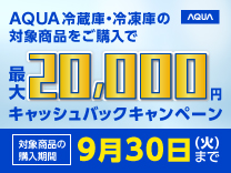 AQUA キャッシュバックキャンペーン《2025/9/30まで》