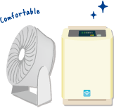 サーキュレーターと加湿器のイメージイラスト