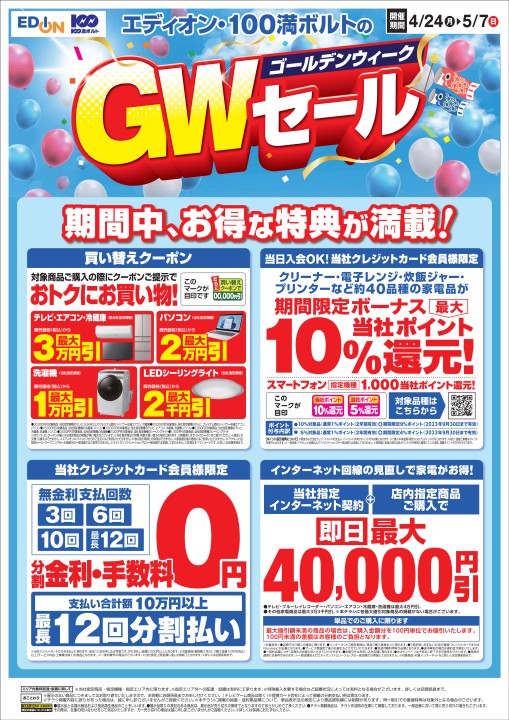 100満ボルトのGWセール2023年