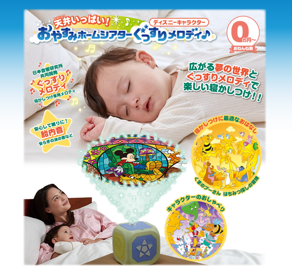 タカラトミー 天井いっぱい! おやすみホームシアター ぐっすりメロディ♪ ディズニーキャラクター