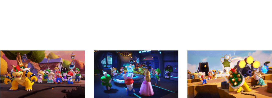 いつもはマリオの敵として立ちはだかる「クッパ」に、ちょっぴり気だるそうな「ラビッツロゼッタ」、さらに「エッジ」という名の新キャラクターが仲間として登場。総勢９体になったマリオとラビッツたちに、どのような宇宙の旅が待っているのでしょうか。