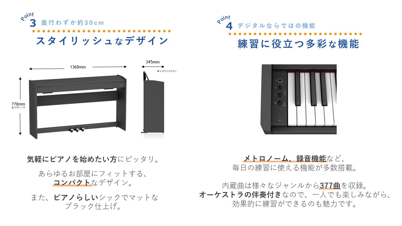 point3 奥行僅か約30cm point4 デジタルならではの機能