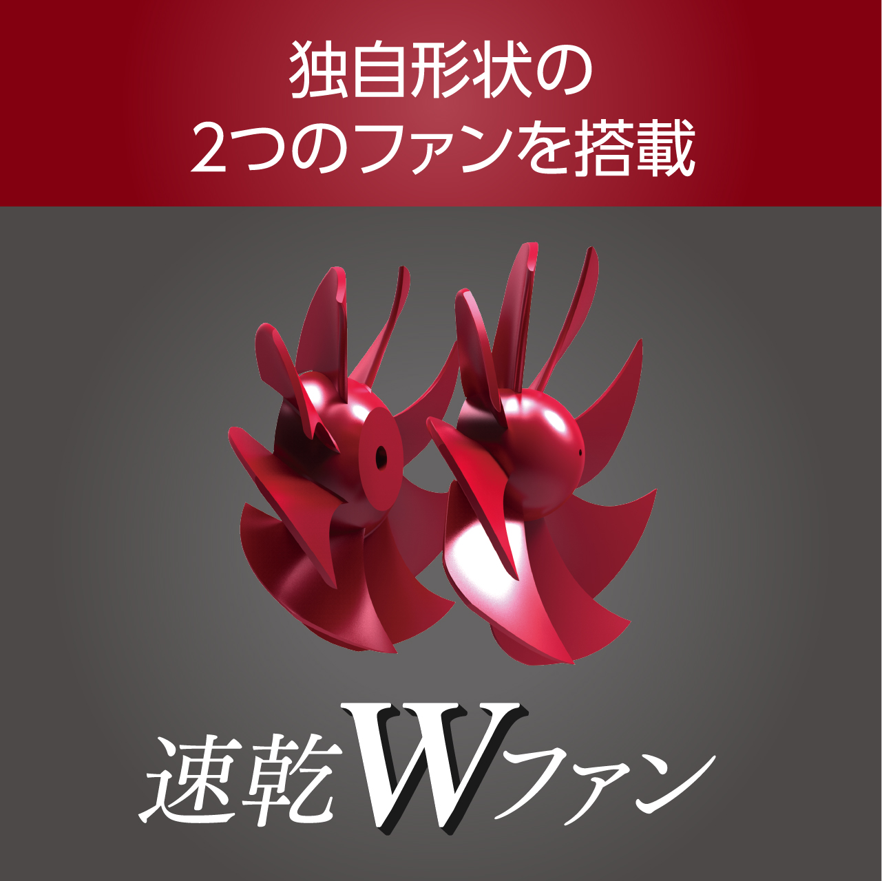独自形状の2つのファンを搭載画像
