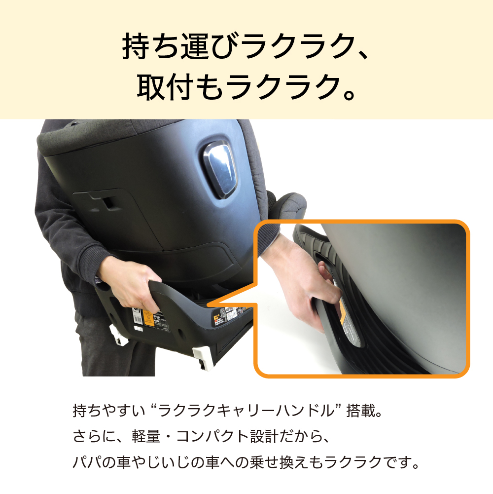 持ち運びラクラク、取付もラクラク。 持ちやすい “ラクラクキャリーハンドル” 搭載。