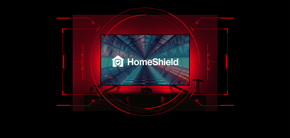 モニターに映るHomeShieldの文字