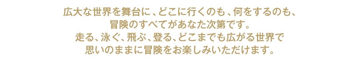 広大な世界を舞台に、どこに行くのも、何をするのも、冒険のすべてがあなた次第です。