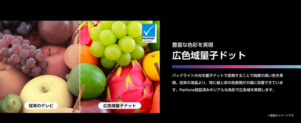 豊富な色彩を実現 広色域量子ドット