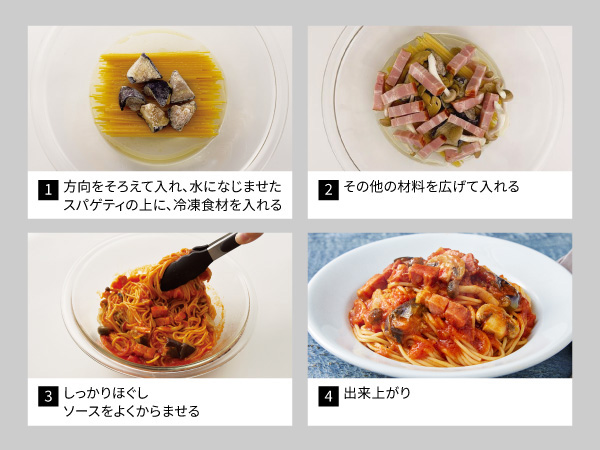 「凍ったままパスタ（トマト）」