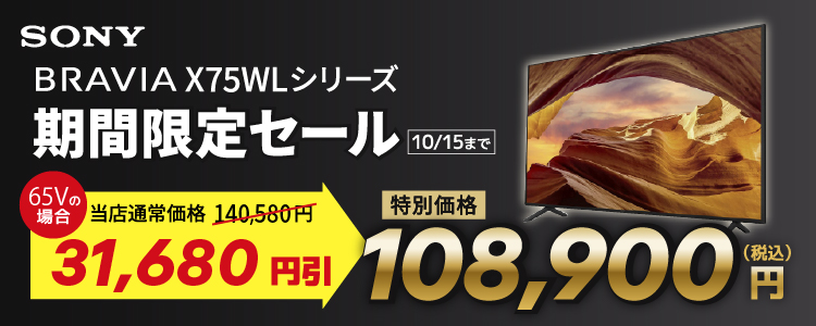 2024年製 ソニー 4K液晶テレビ kj-65x75wl 65型 BRAVIA KJ-65X75WL 購入 | テレビ ブラビア | ソニー