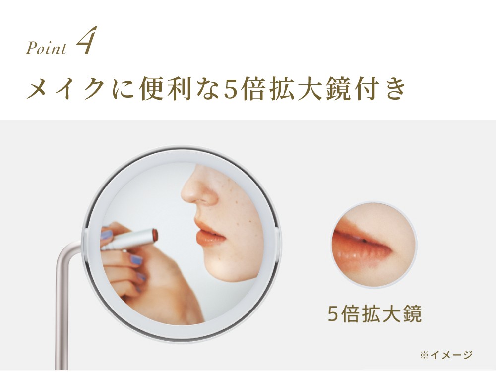 point4:メイクに便利な５倍拡大鏡付き