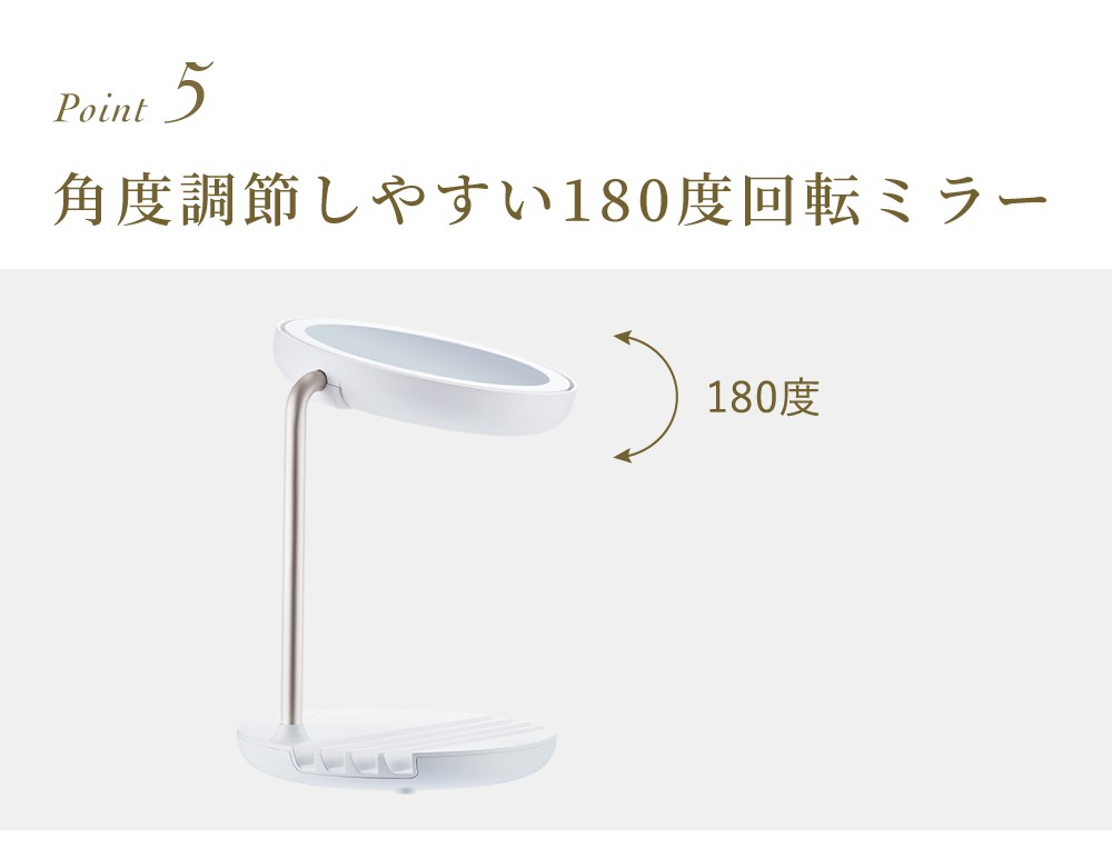 point5:角度調節しやすい180度回転ミラー
