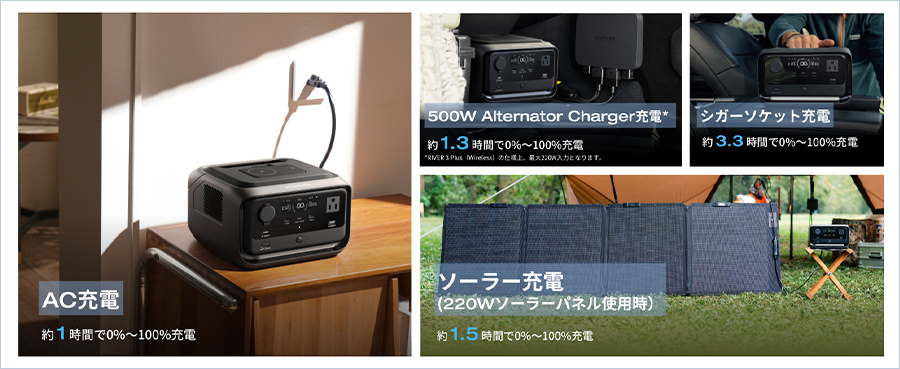 AC充電 500W Alternator Charge充電 シガーソケット充電 ソーラー充電