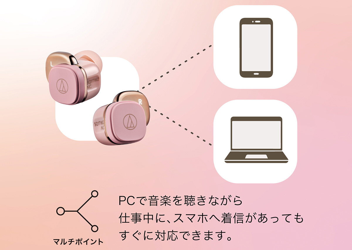 PCで音楽を聴きながら仕事中に、スマホへ着信があってもペすぐに対応できます