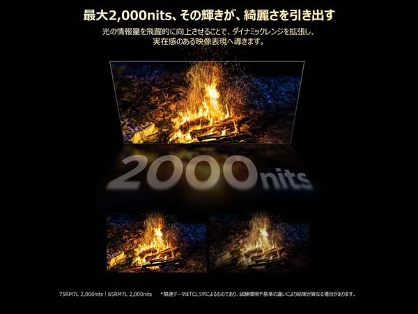 最大2,000nits、その輝きが、綺麗さを引き出す
