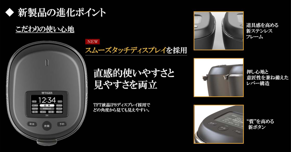スムーズタッチディスプレイを採用
