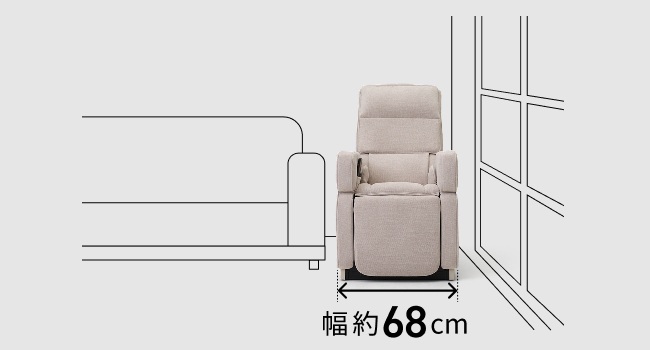 部屋にすっきり置けるスリムなデザイン