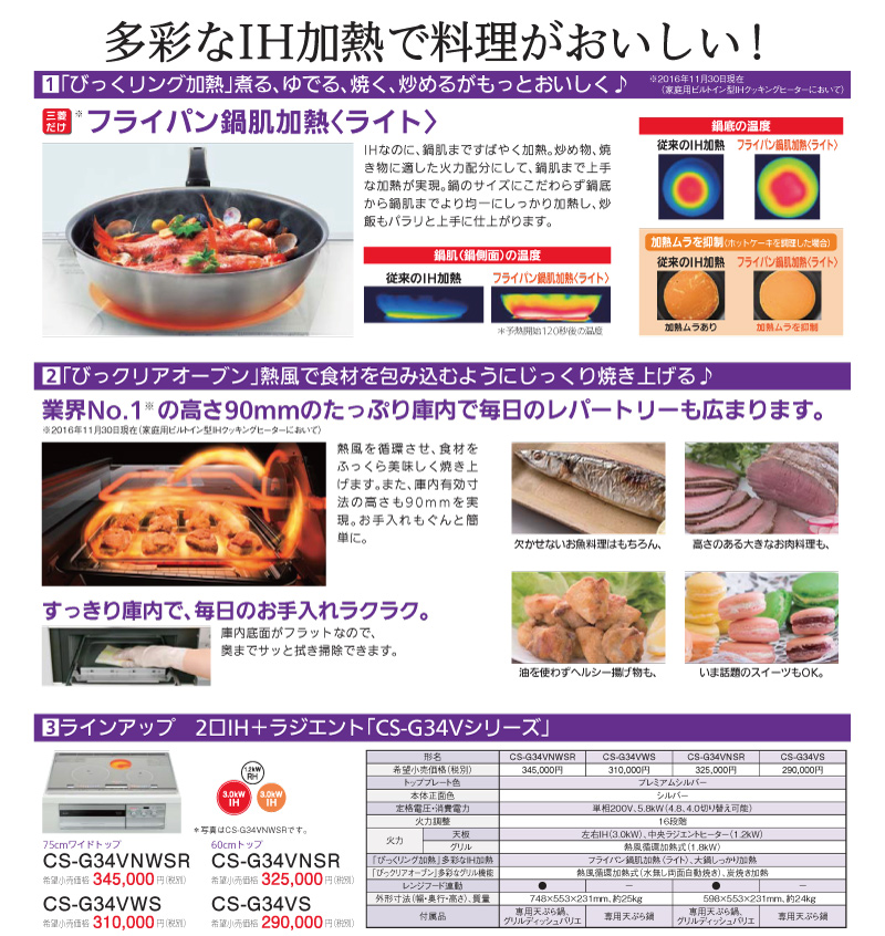 多彩なIH加熱で料理がおいしい!
