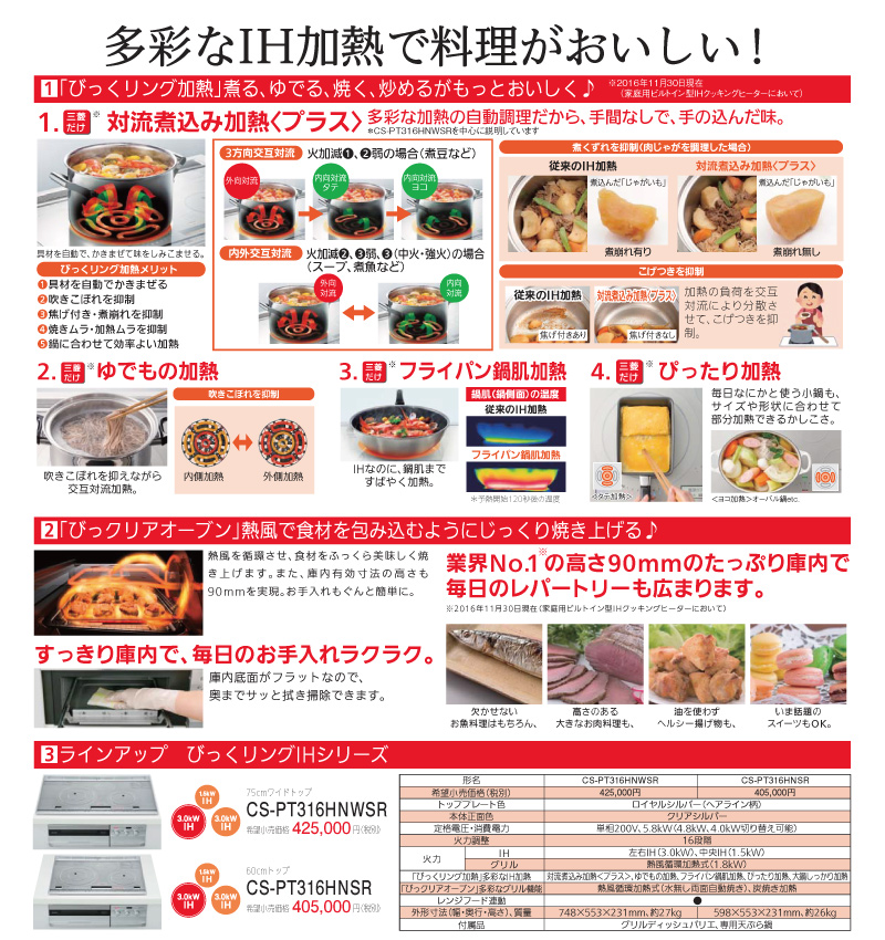 多彩なIH加熱で料理がおいしい!