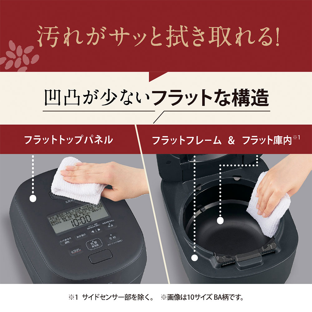 毎日のお手入れを簡単に！ 毎回洗うのはたったの2点！ 凹凸の少ないフラットな構造