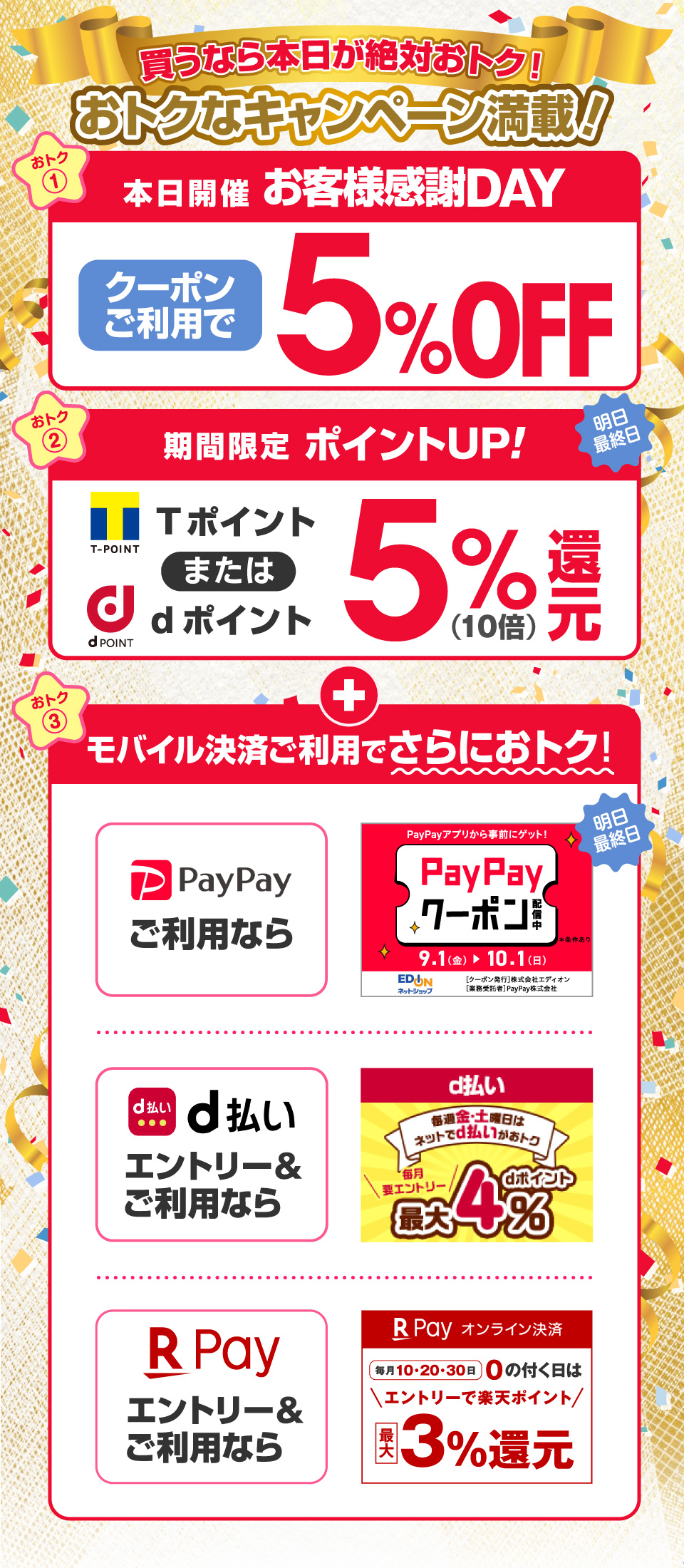 買うなら本日が絶対おトク！