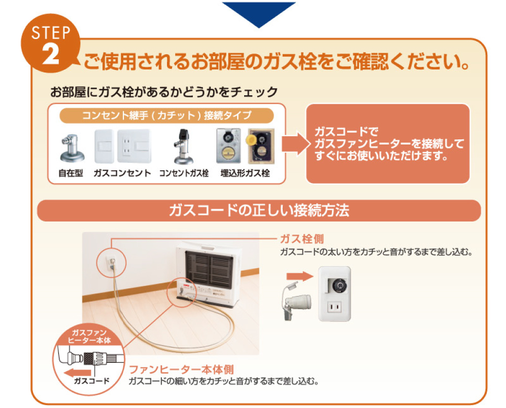 ご使用されるお部屋のガス栓をご確認ください。