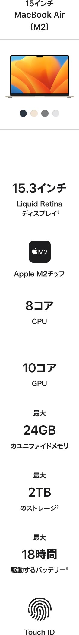 15インチ MacBook Air（M2）