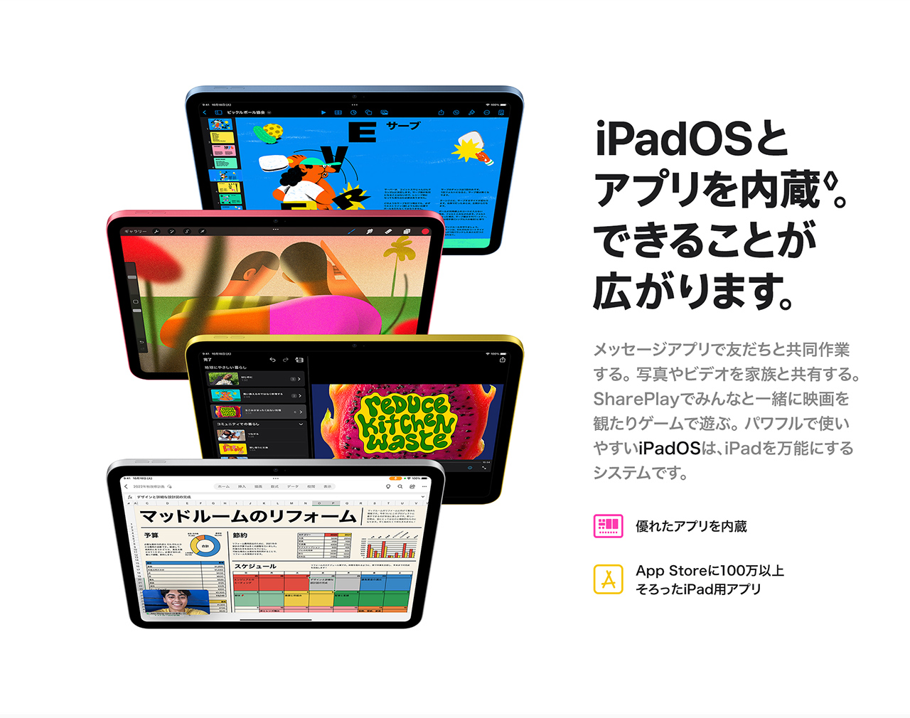 優れたプリを内蔵 App Store に100万以上揃ったiPad用アプリ