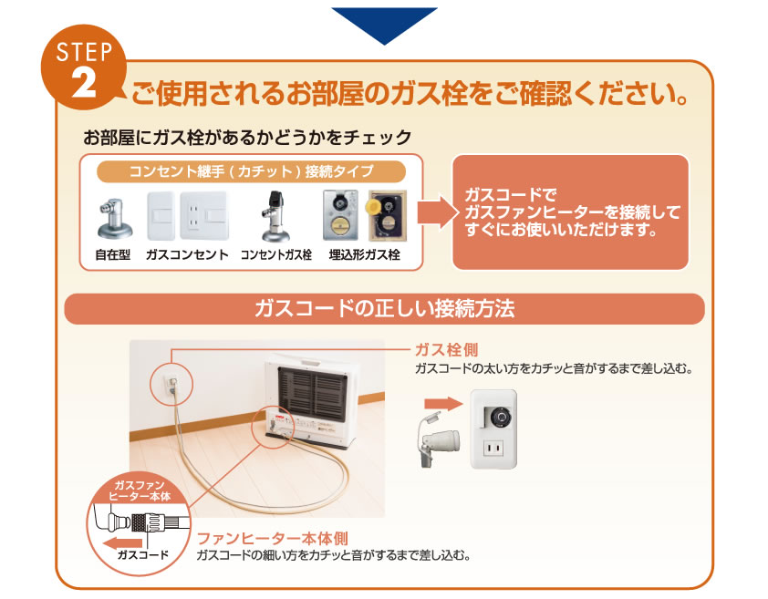 ご使用されるお部屋のガス栓をご確認ください