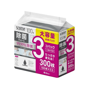 クレシア スコッティ ウェットティシュー 除菌 アルコール 100枚 詰替用 3個 FC681TH-77137-イメージ1