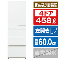 AQUA 【左開き】458L 4ドアノンフロン冷蔵庫 ミルク AQR46NLW