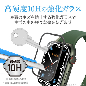 エレコム Apple Watch Series 7(45mm)用フルカバーガラスフィルム 高透明/ブルーライトカット/硬度10H/フルラウンド設計/指紋防止/飛散防止設計 AW-21AFLGGBR-イメージ5