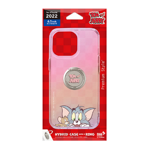 PGA iPhone 14 Pro用リング付 抗菌ハイブリッドケース トムとジェリー PG-WPT22Q08TAJ-イメージ1