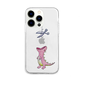 AKAN iPhone 13 Pro用ソフトクリアケース はらぺこザウルス ピンク AK21005I13P-イメージ1