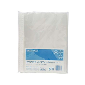 スマートバリュー クリアポケットリフィル30穴2・4穴兼用0.04mm 100枚 FC379PH-D104J-イメージ1