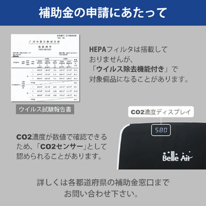 Green Core Tech コードレス式空気清浄機 Belle Air BA300CO2BK1-イメージ4