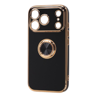 レイ・アウト iPhone 18 Pro用 / 17 Pro用 / ソフトケース 精密設計 フレームメッキ リング付き / ブラック/ゴールド RT-P58TRE/BG