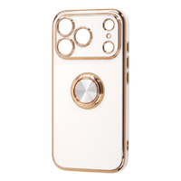 レイ・アウト iPhone 18 Pro用 / 17 Pro用 / ソフトケース 精密設計 フレームメッキ リング付き / ホワイト/ゴールド RT-P58TRE/WG