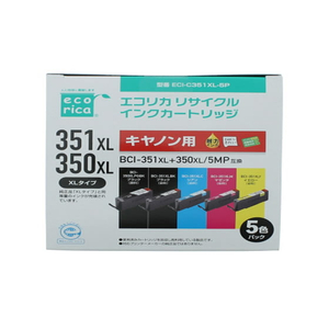 エコリカ キャノン用リサイクルインクカートリッジBCI-351XL+350XL F940431-ECI-C351XL-5P-イメージ1