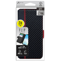 エアージェイ iPhone17e/16e用 MAGSAFE対応手帳型PBケース カーボン／レッドライン AC-SE25-PB CBR