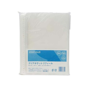 スマートバリュー クリアポケットリフィル30穴2・4穴兼用0.08mm 100枚 FC381PH-D108J-イメージ1