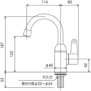 KVK 立水栓 単水栓 FCB346H-K103GT-イメージ2