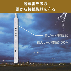 エルパ USBスリム回転タップ PD対応2m ホワイト WB-RSL4222SUCW-イメージ5