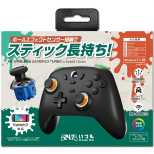 スリースト HEワイヤレスゲームパッドTurbo オレンジ×グリーン GUSWA108-イメージ1