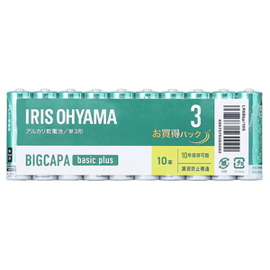 アイリスオーヤマ BIGCAPA basic+ 単3アルカリ乾電池10本パック LR6BBP/10S アイリスオーヤマ BIGCAPA basic+ 単3アルカリ乾電池10本パック LR6BBP/10S