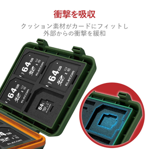 エレコム SD/microSDカードケース(耐衝撃) カーキ CMC-SDCHD01GN-イメージ5