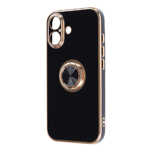 レイ・アウト iPhone 17用ソフトケース 精密設計 フレームメッキ リング付き / ブラック/ゴールド RT-P52TRE/BG-イメージ1