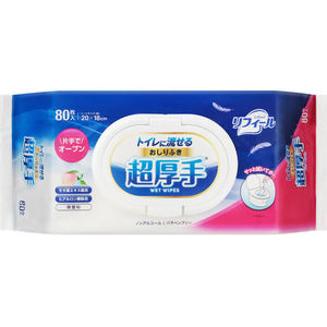 アイリスオーヤマ リフィール トイレに流せるおしりふき 超厚手 80枚 FCJ616U-FOSR-80-イメージ1