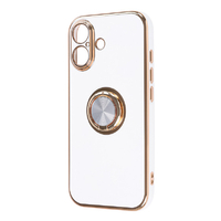 レイ・アウト iPhone 17用ソフトケース 精密設計 フレームメッキ リング付き / ホワイト/ゴールド RT-P52TRE/WG