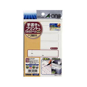 エーワン 手書きもプリントもできるラベル はがきサイズ 角型6面 12シート入り 26011-イメージ1